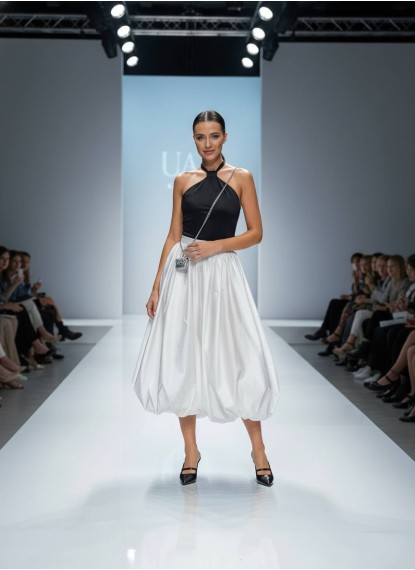 Белая шелковая юбка-баллон | YULIA KEYLOR